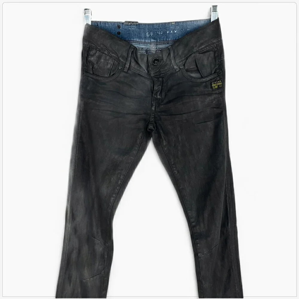 G-Star Jeans Fender Skinny Concrete Wash Gray Coated Wax Stretch NWT New Size 25